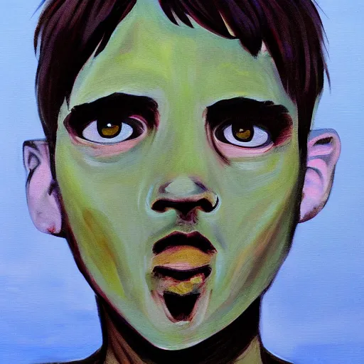 Image similar to ghost boy, acrylic painting