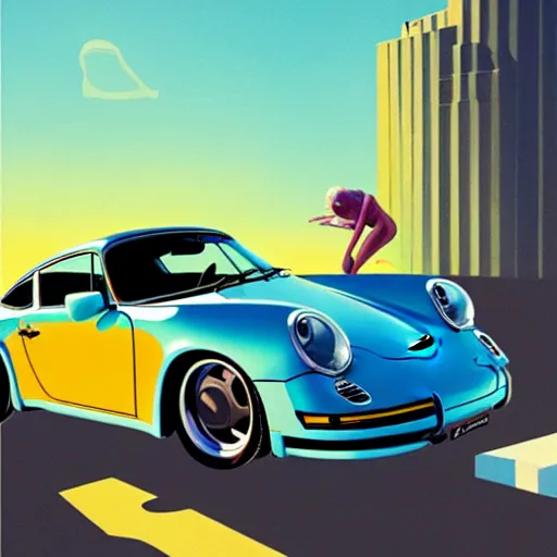 Image similar to Porsche designed by Appleo, Organic Painting, sunny day, Matte Painting, bold shapes, hard edges, street art, trending on artstation, by Sam Youn and Gil Elvgren and Sachin Teng