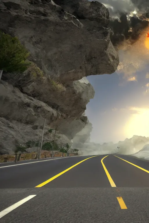 Image similar to highway to hell. unreal engine