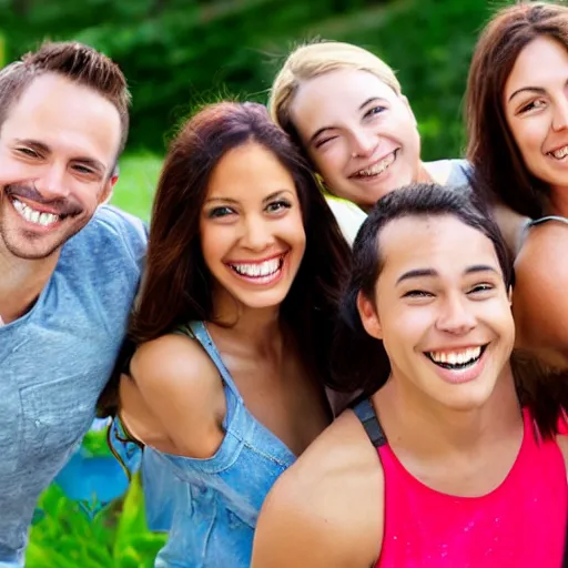 Image similar to a group of friends smiling into the camera