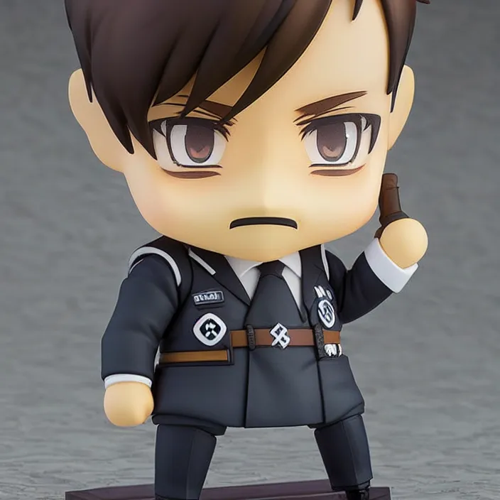 Prompt: An anime Nendoroid of Adolf Hitler with his adolf hitler moustache, figurine, detailed product photo