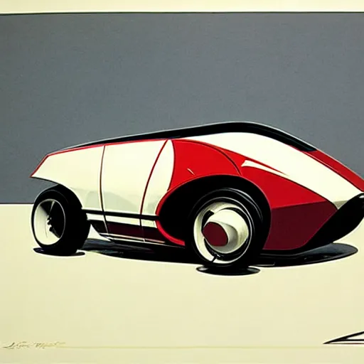 Prompt: concept art for a sidecar car, painted by syd mead, high quality