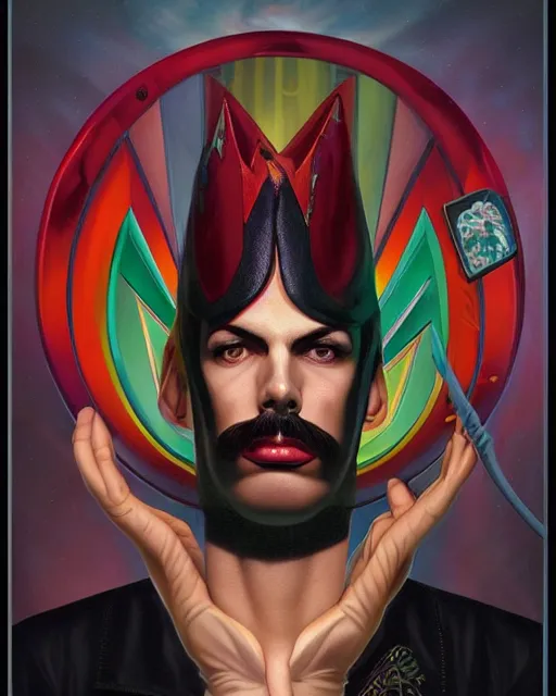 Image similar to lovecraftian portrait of freddie mercury, pixar style, by tristan eaton stanley artgerm and tom bagshaw