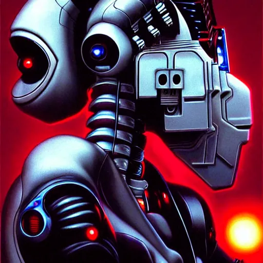 Prompt: geisha death robot, killbot, gun coming out of mouth, very realistic, artwork by jim burns, cyberpunk, sci - fi