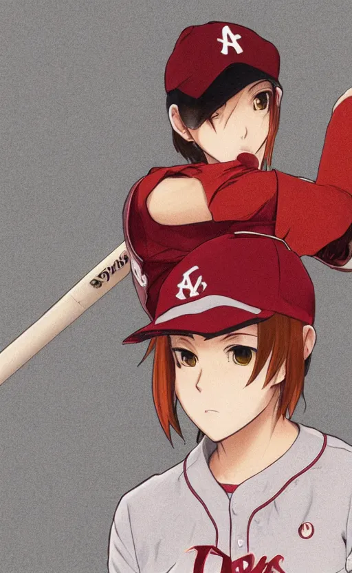 Image similar to anime style, female baseball player, red sport clothing, baseball stadium, launching a straight ball, brown short hair, hair down, symmetrical facial features, from arknights, hyper realistic, rule of thirds, extreme detail, 4 k drawing, safebooru, realistic lighting, by alphonse mucha, greg rutkowski, sharp focus, backlit