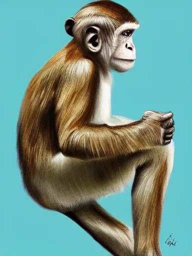 Prompt: monkey, digital painting, highly detailed