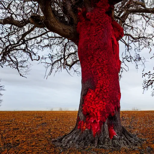 Image similar to a tree that is bleeding, full photo