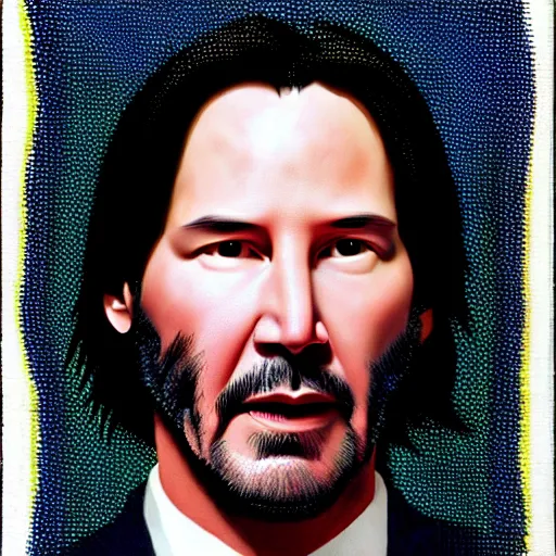 Image similar to Keanu Reeves in the style of Chuck Close