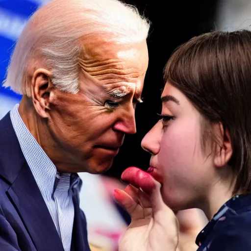 Prompt: Joe Biden kissing and anime girl