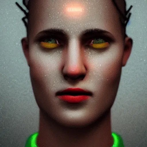 Image similar to human portrait made out of rain, neon, rendered in octane, unreal engine, character art