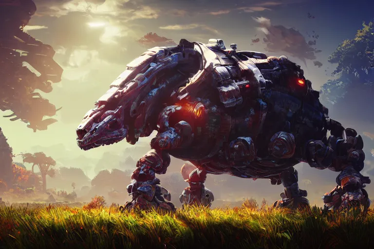 Image similar to shellsnapper machine mecanical creature robot of horizon forbidden west horizon zero dawn bioluminiscence global illumination ray tracing hdr fanart arstation by ian pesty and alena aenami artworks in 4 k