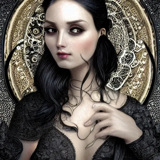 Image similar to a photograpic portrait of a anthropomorphic mouse wearing black clothes, black hair, grey skin, grey mouse ears, fantasy, intricate, elegant, highly detailed, digital painting, artstation, smooth, sharp focus, illustration, art by artgerm and H R Giger and alphonse mucha