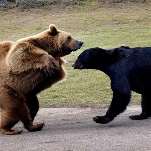 Prompt: a dog bullying a bear