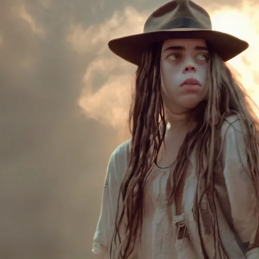 Prompt: movie still of billie eilish as indiana jones