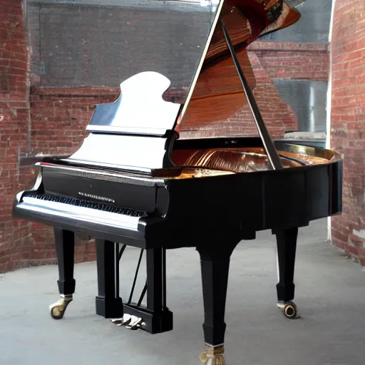 Image similar to grand piano made of stainless steel