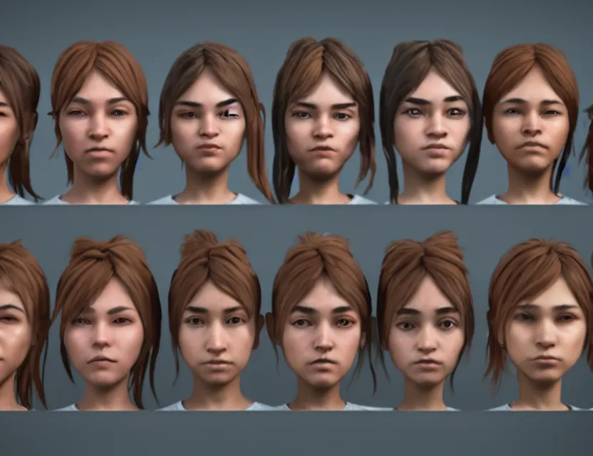 Prompt: six girls with masculine faces in prison behind bars, unreal engine