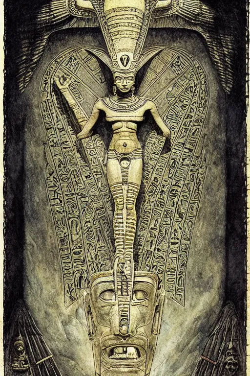 Image similar to occult diagram of mayan and egyptian art by wayne barlowe, gustav moreau, goward,  Gaston Bussiere and roberto ferri, santiago caruso, and austin osman spare, ((((occult art))))