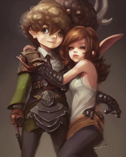 Prompt: cute little anthropomorphic akechi and makoto, cute and adorable, pretty, beautiful, dnd character art portrait, matte fantasy painting, deviantart artstation, by jason felix by steve argyle by tyler jacobson by peter mohrbacher