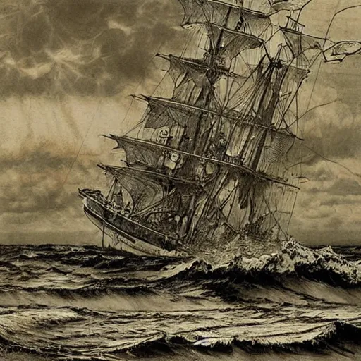 Image similar to galley on stormy seas by ed fairburn, joseph clement coll, franklin booth