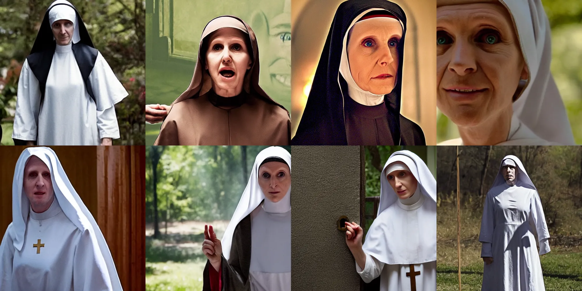 Prompt: mark zukerberg as the nun from the conjuring