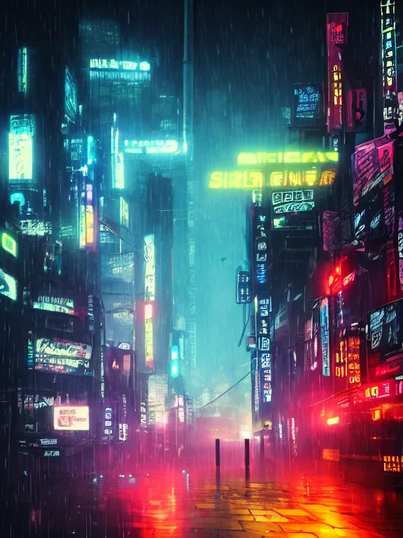 Image similar to photo of 8k ultra realistic blade runner skyline, neon, heavy rain, full of colour, cinematic lighting, battered, trending on artstation, 4k, hyperrealistic, focused, extreme details,unreal engine 5, cinematic, masterpiece, art by studio ghibli