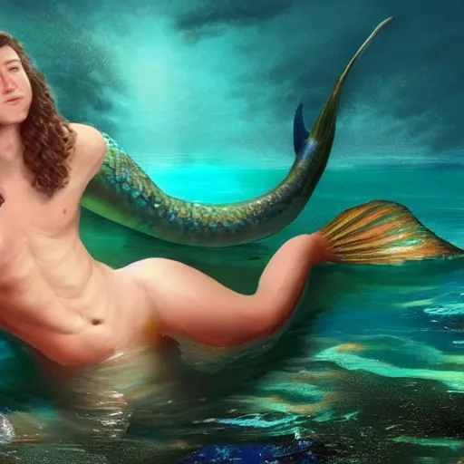 Image similar to mark zuckerberg as a mermaid, photorealistic, cinematic lighting, highly detailed