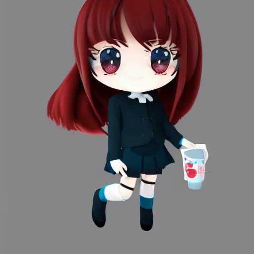 Image similar to cute fumo plush of an office girl in a woolen sweater, chibi anime girl, vray, soft shadow, artstation contest winner