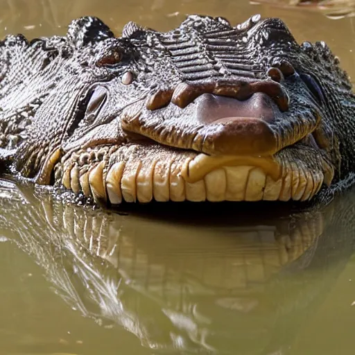 Image similar to a once human growling crocodile, photograph captured at woodland creek