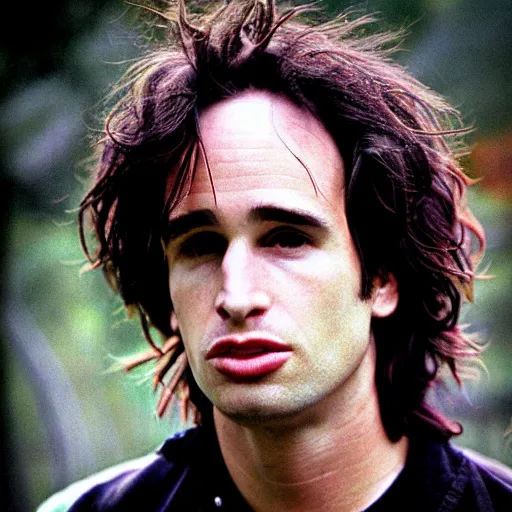 Image similar to a realistic photograph of Jeff Buckley, detailed, photorealistic, 8k, 35mm, in color, telephoto lens