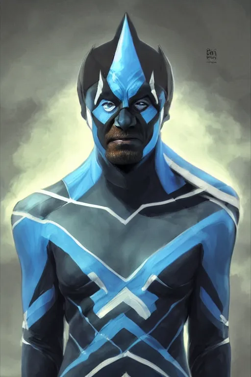 Prompt: Manmohan Singh as Blackbolt, Blackbolt costume, Manmohan Singh blue turban, Blackbolt body type, Manmohan Singh Face, calm, grumpy, portrait, masculine figure, highly detailed, digital painting, artstation, concept art, smooth, sharp focus, illustration, cinematic lighting, art by artgerm and greg rutkowski and alphonse mucha