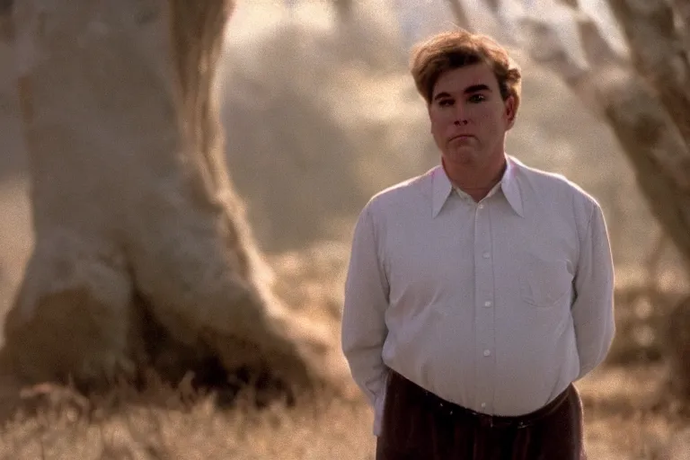 Image similar to cinematic still of chubby clean-shaven white man in Casper (1995), XF IQ4, f/1.4, ISO 200, 1/160s, 8K, RAW, dramatic lighting, symmetrical balance, in-frame