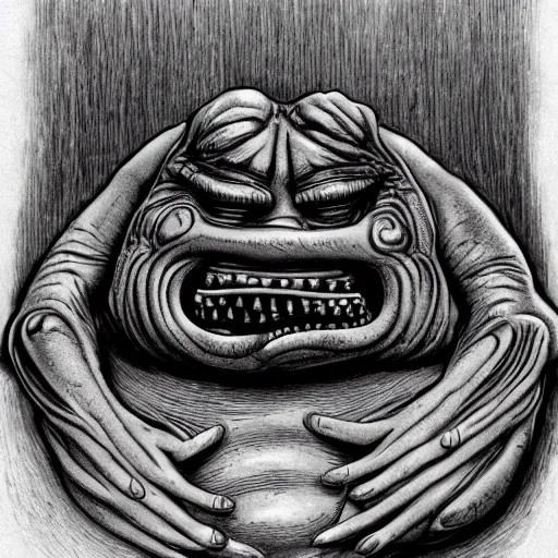 Prompt: jabba the hutt, drawn by h. r. giger