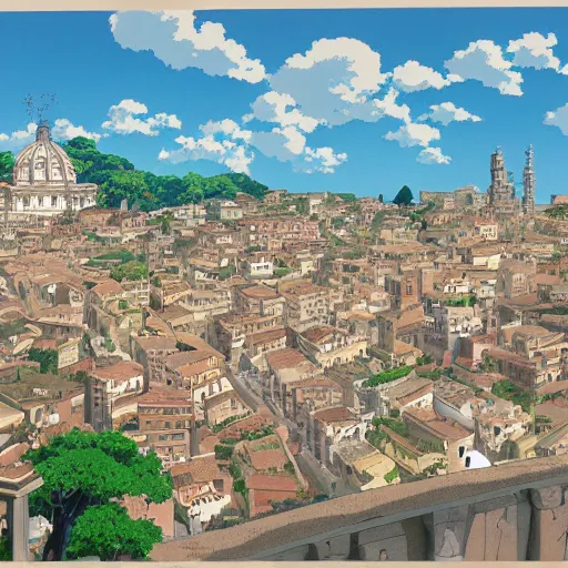 Prompt: Anime depiction of Rome, anime scenery by Studio Ghibli