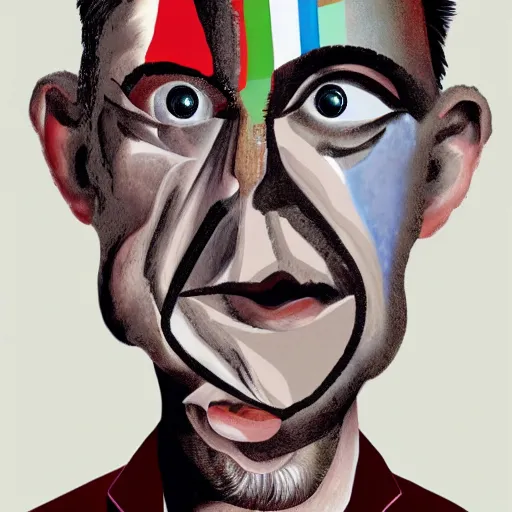 Image similar to George Condo surrealist portrait distorted illustration of a face