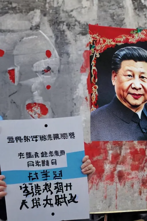 Image similar to portrait of Xi Jinping as the killer of freedom, Taiwan enemy