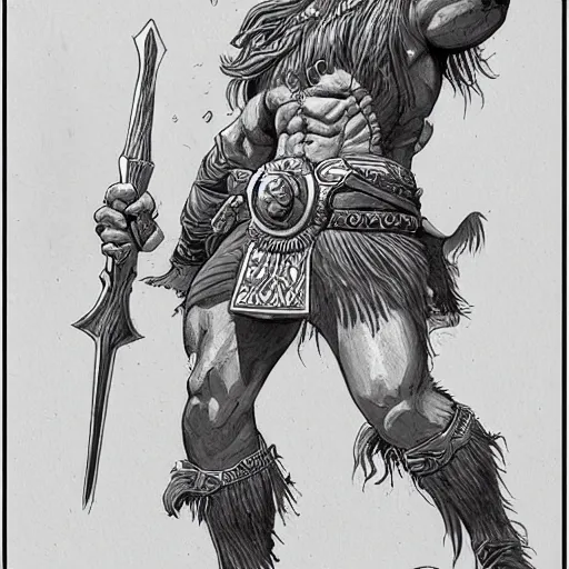 Image similar to Conan, lineart, Highly detailed, intricate