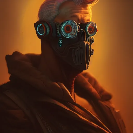 Image similar to apocalyptic cyberpunk man portrait by gaston bussierre and charles vess and james jean and erik jones and rhads, 3 d octane render, beautiful fine face features, intricate high details, sharp, ultradetailed