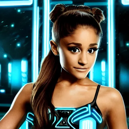 Prompt: A still of Ariana Grande in the Tron: Legacy (2010) reboot, directed by Mark Ryden