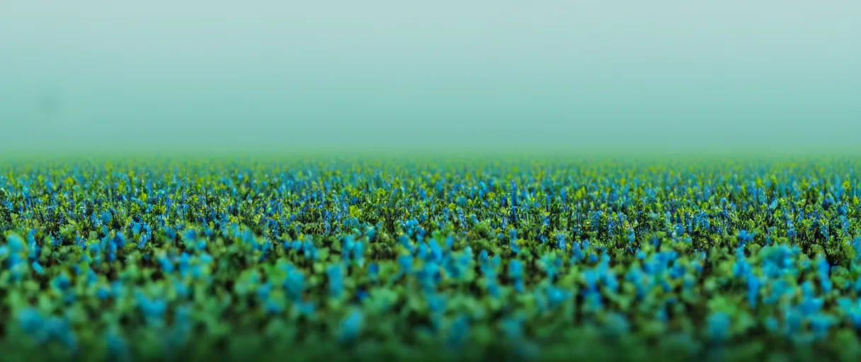 Prompt: hyperrealist highly detailed neo-baroque flowery foggy field concept art pascal blanche key sage dramatic teal lighting 8k wide angle shallow depth of field