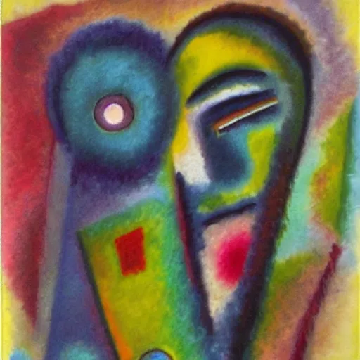 Image similar to face; a 3d abstract sketch by Kandinsky