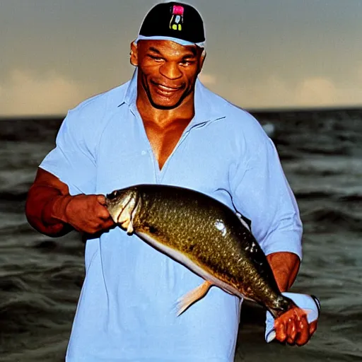 Prompt: mike tyson with a fish body