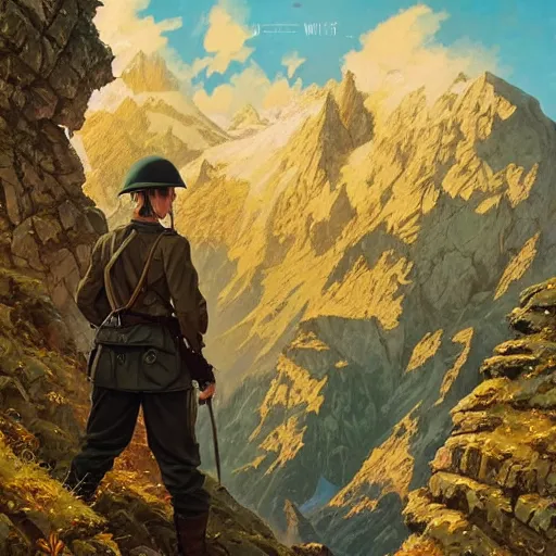 Prompt: highly detailed german ww 2 propaganda!!! nazi poster of german alps, fantasy art by greg rutkowski, loish, rhads, ferdinand knab, makoto shinkai and lois van baarle, ilya kuvshinov, rossdraws, tom bagshaw, global illumination, radiant light, detailed and intricate environment