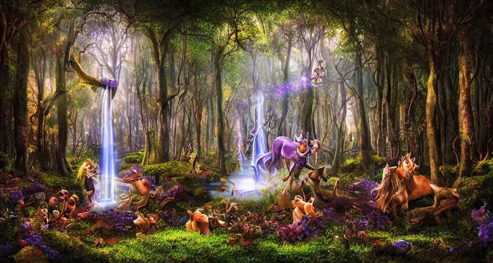 Prompt: Enchanted and magic forest, by Jason De Graaf