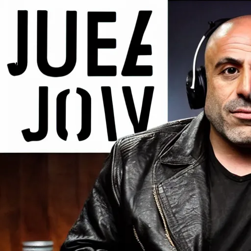 Prompt: a grizzly bear wearing a leather jacket as a guest on the joe rogan podcast