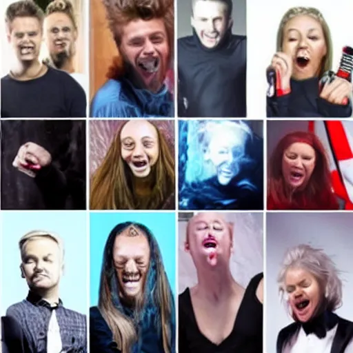 Image similar to a funny meme about norwegian eurovision contestants