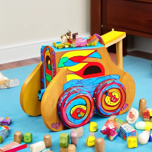 Prompt: the trojan horse inside of a rocking horse, toy for toddlers