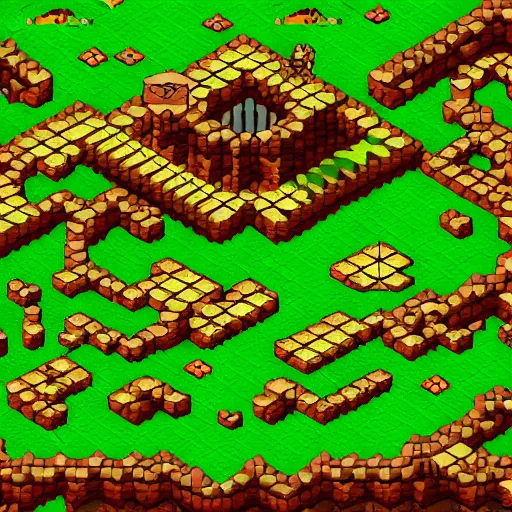 Image similar to isometric jrpg snes video game, magical ancient misty forest map, in the style of chrono trigger and the legend of zelda, detailed hd screenshot