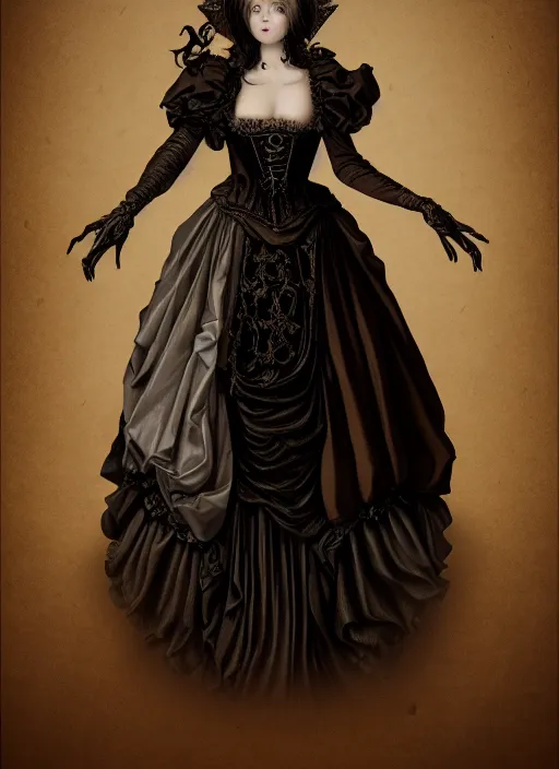 Image similar to historical baroque dress dark, alexander mcqueen, gothic bustier, portrait, voluminous, masterpiece, intricate, highly detailed, artstation, dreamy ghost, concept art