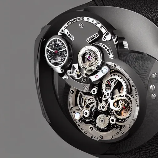 Prompt: a watch with an infinity mirror as a face and a lot of gears