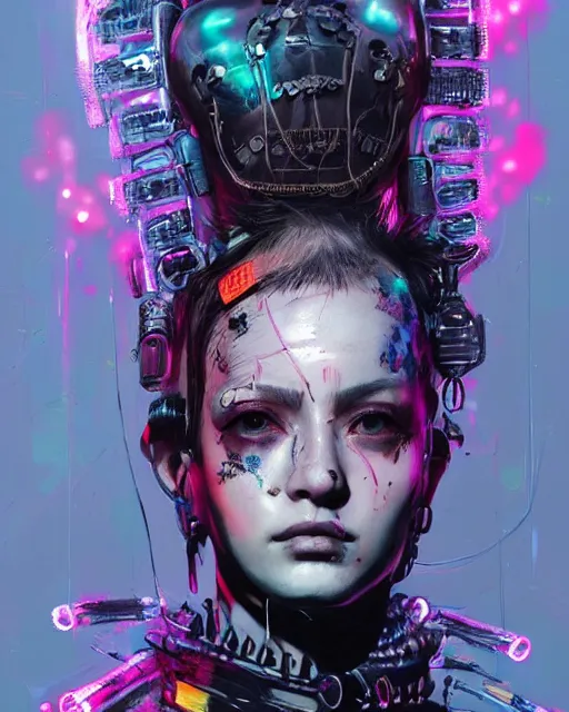 Image similar to detailed portrait Punk Girl cyberpunk futuristic ((neon)) tattoes, yakuza, styled hair Reflective puffy sheen film jacket, decorated traditional ornaments by ismail inceoglu dragan bibin hans thoma greg rutkowski Alexandros Pyromallis Nekro Rene Margitte illustrated Perfect face, fine details, realistic shaded, fine-face, pretty face